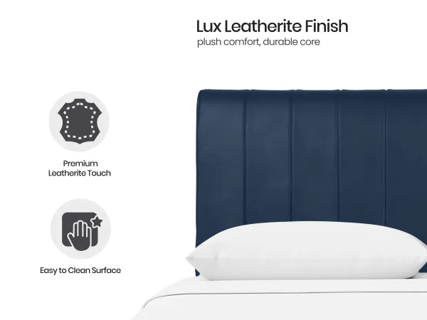 Regal Queen Bed with Navy Blue Leatherite